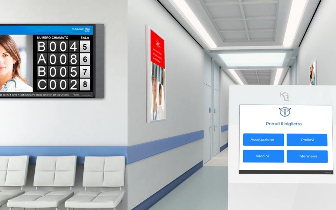 Queue management in doctors' surgeries: optimizing time and patient care. totem per ticket di servizio pazienti