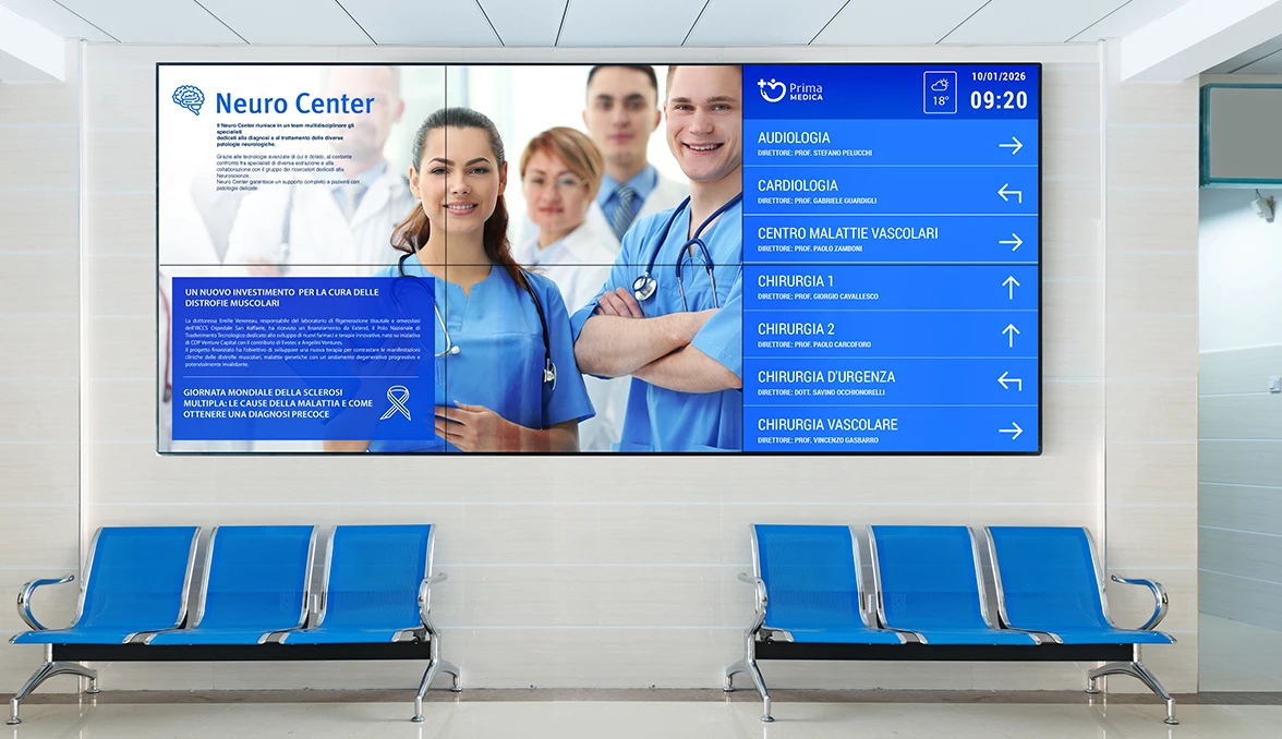 migliorare esperienza in sala di attesa con la comunicazione su videowall