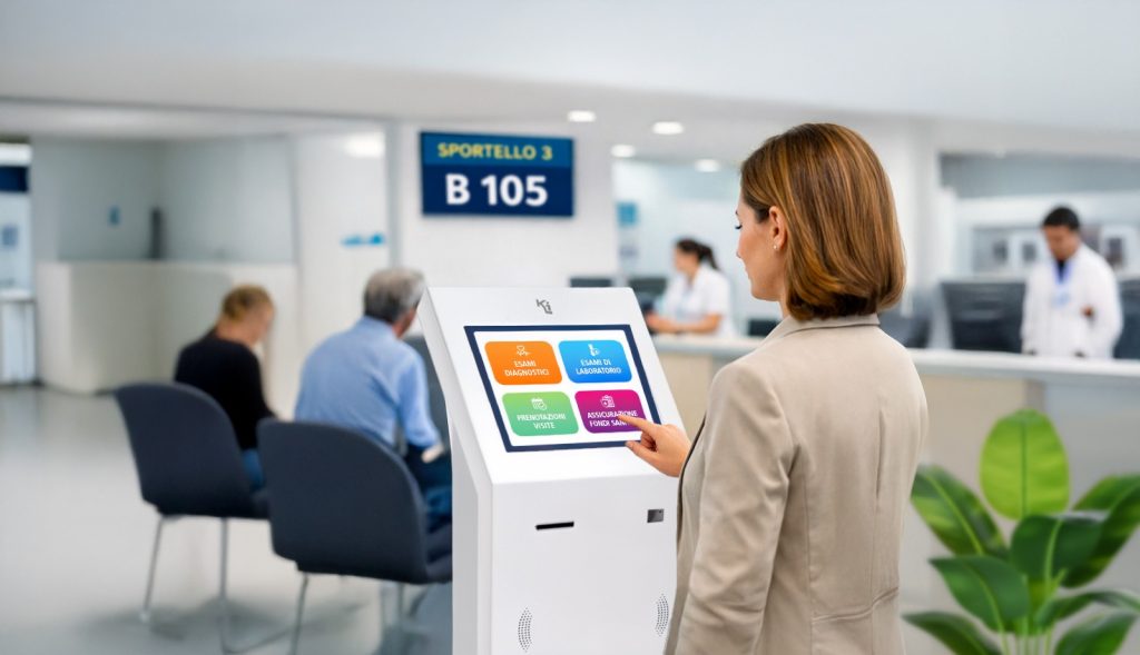 sistema eliminacode con totem per la selezione dei servizi