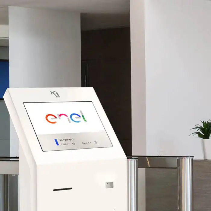 Totem touchscreen for visitors Enel
