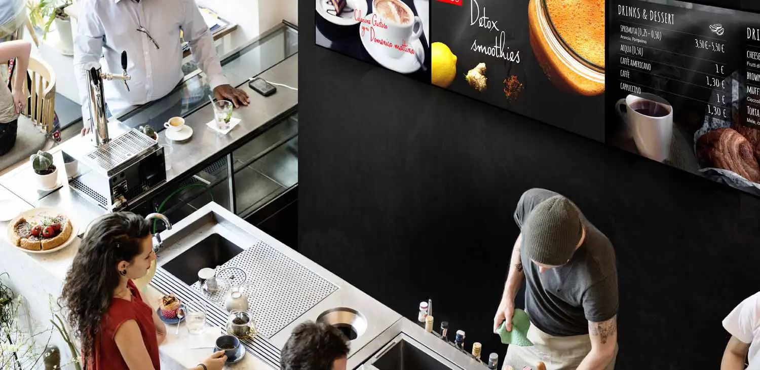 soluzioni digital signage per ristoranti, fast food, pizzerie, mense