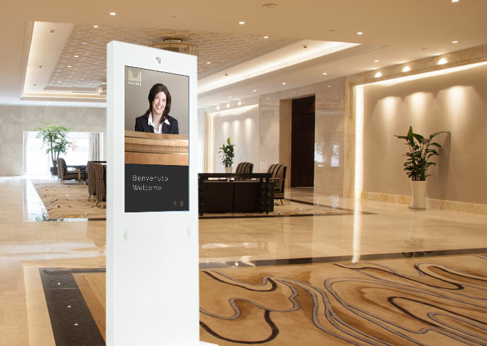 multimedia kiosk as a welcome and info point at the reception