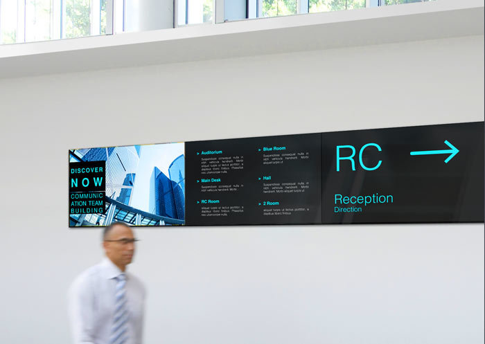 digital signage display for video communication and distributed information