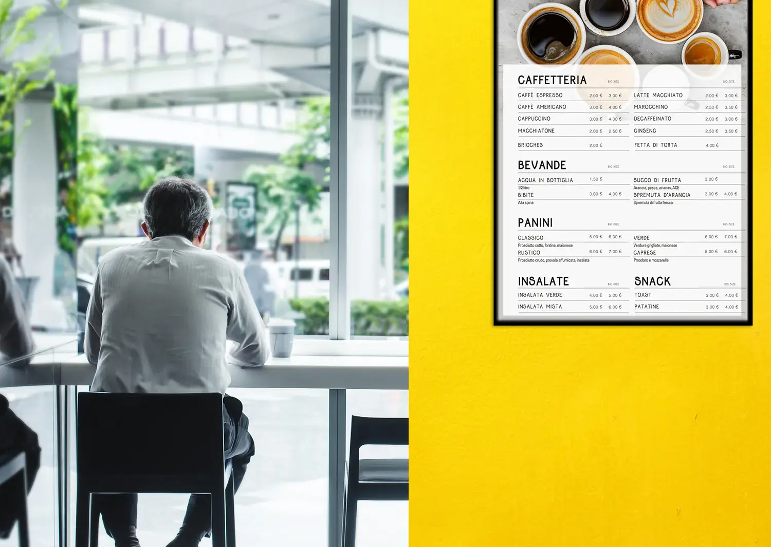 menu digitali su display per caffetterie