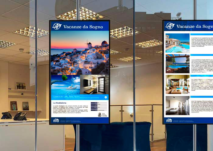 display digital signage per la comunicazione in agenzia viaggi