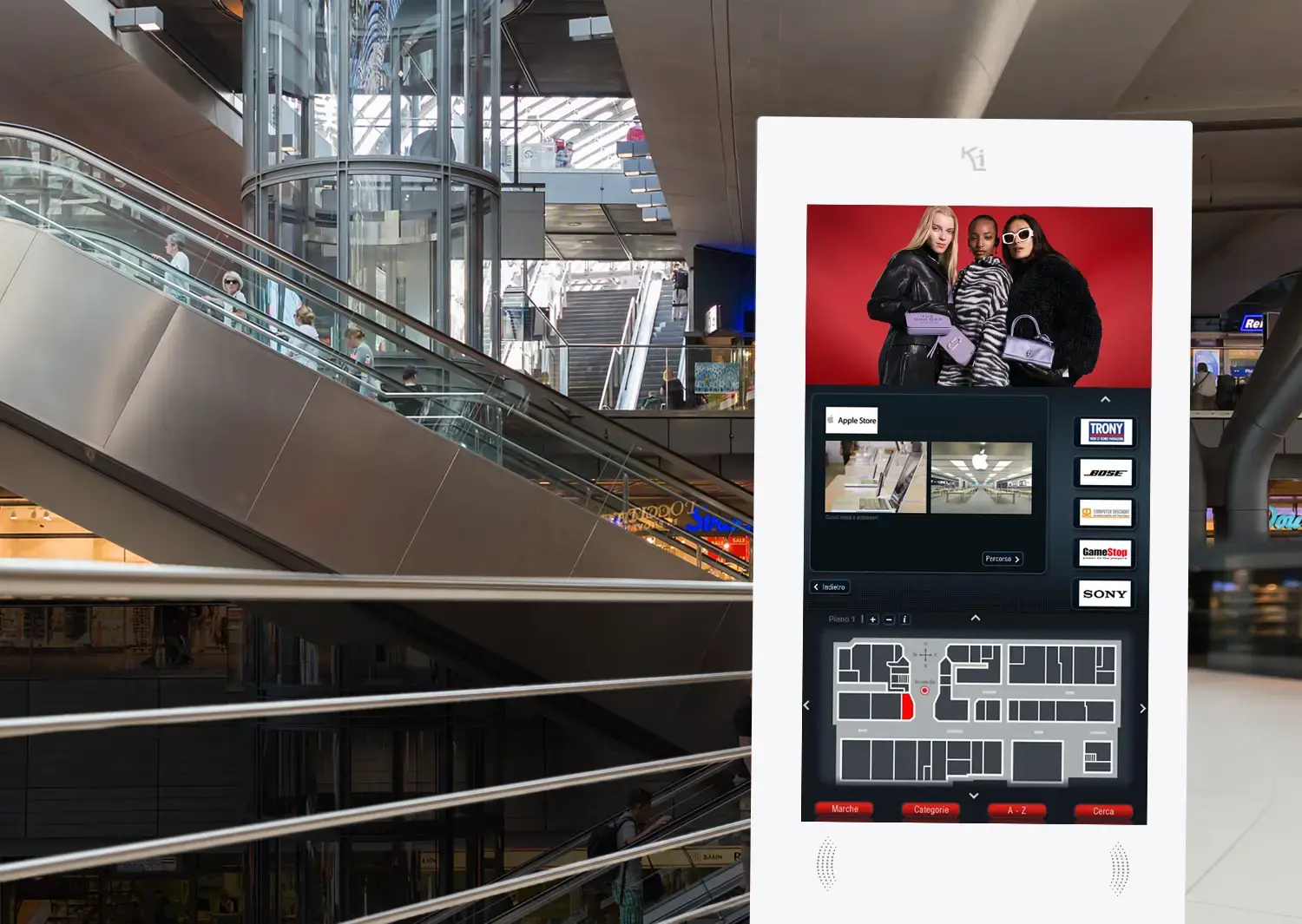 totem wayfinding per centri commerciali