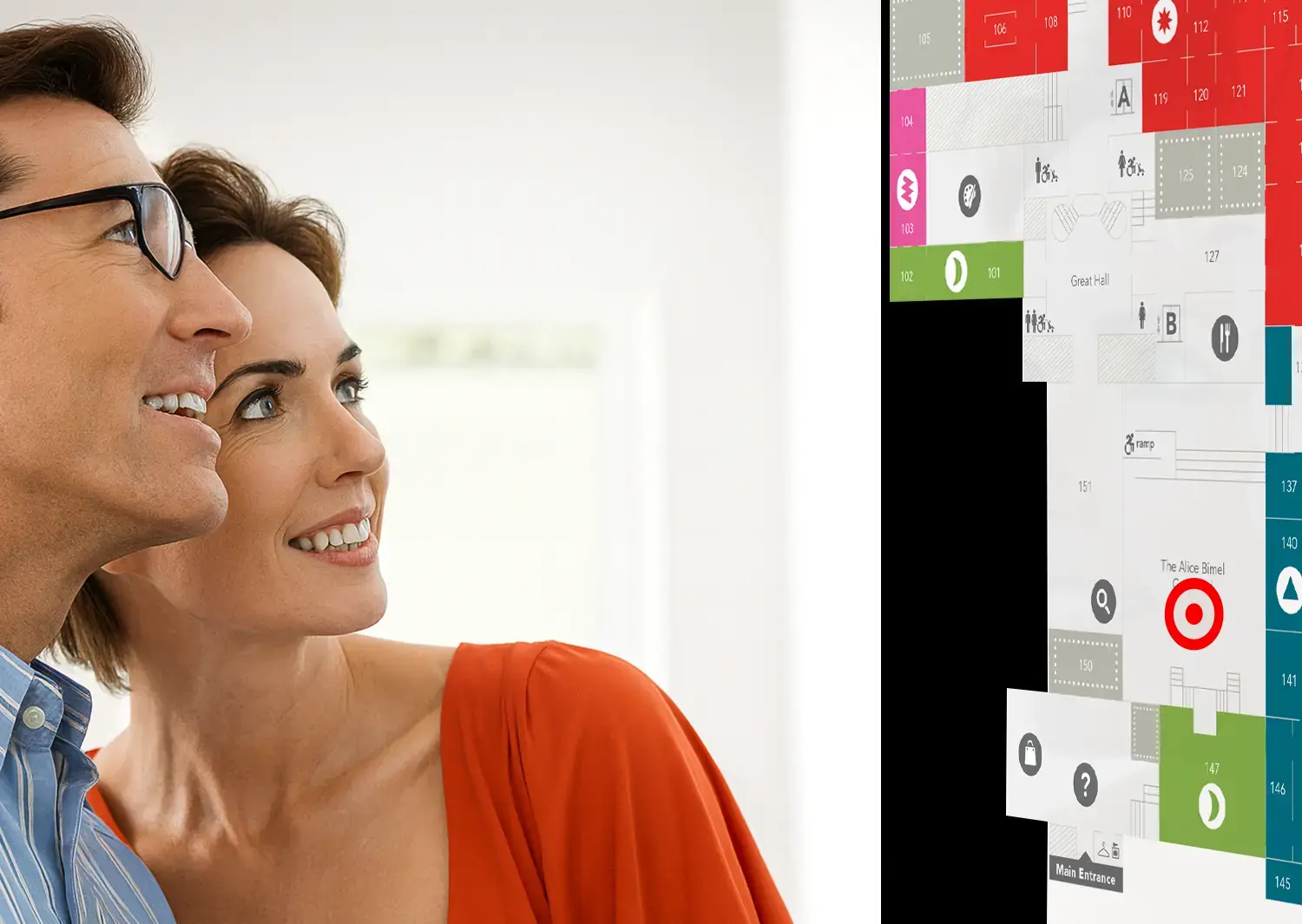 sistema di wayfinding digitale per stand fieristici