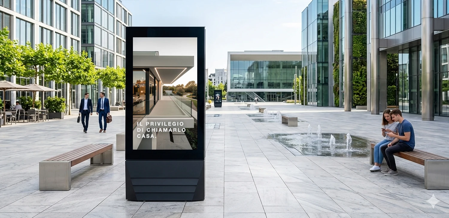 totem digital signage pubblicitari per esterno e semi outdoor