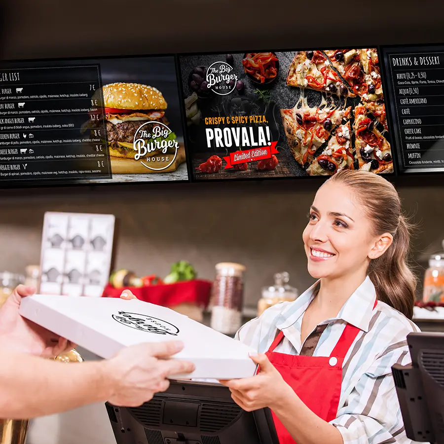 software per menu dinamici su display per ristoranti, bar e fast food