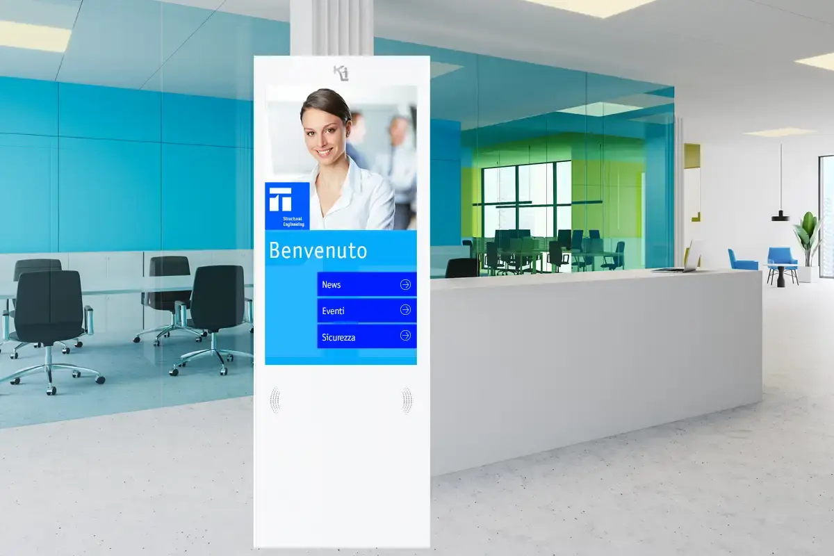 sistema di benvenuto digitale per reception e lobby